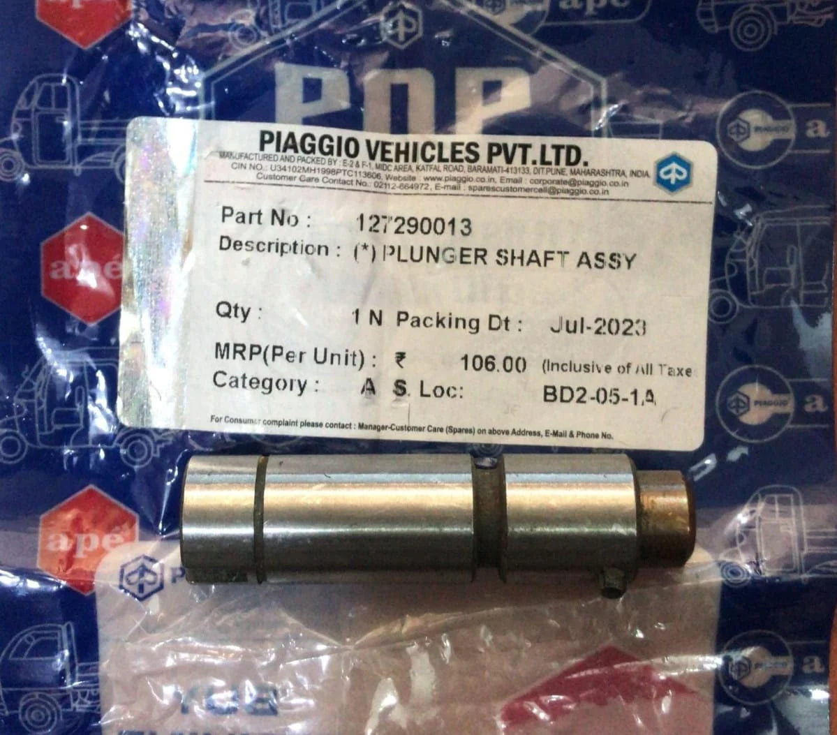PLUNGER SHAFT ASSLY 127290013